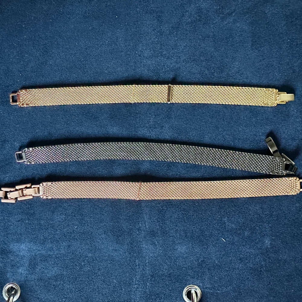 Gold, Rose Gold and Black Mesh Bracelets Set